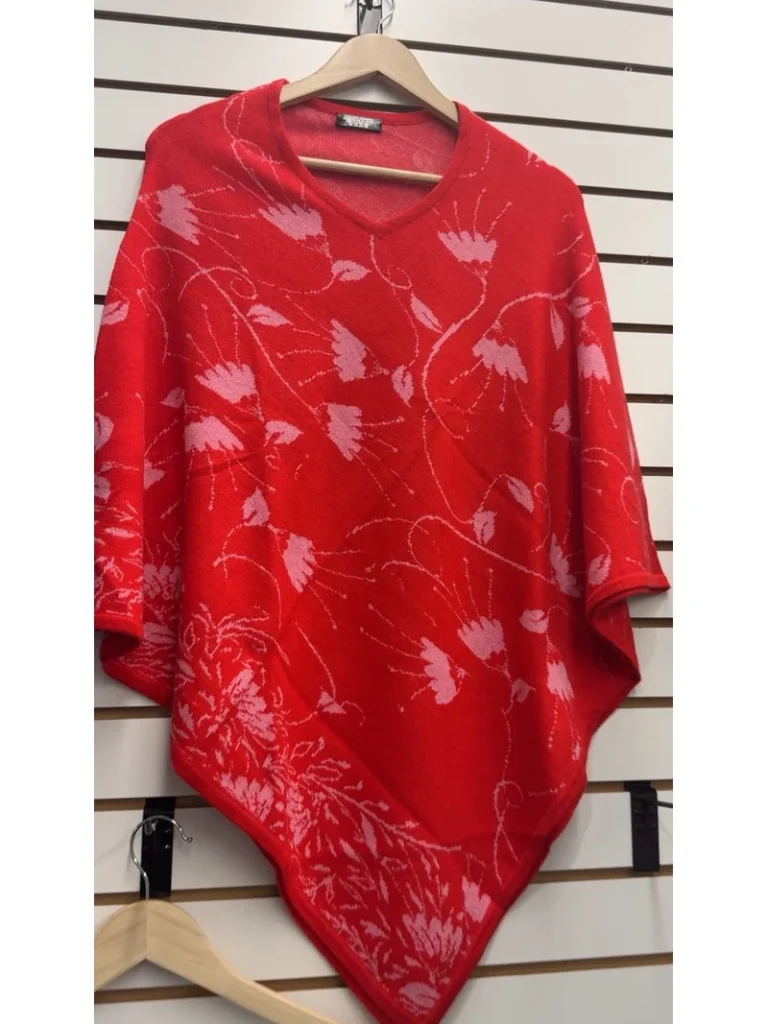 Himalayan Pashmina Poncho – Floral Jacquard Collection | Artisan Handwoven