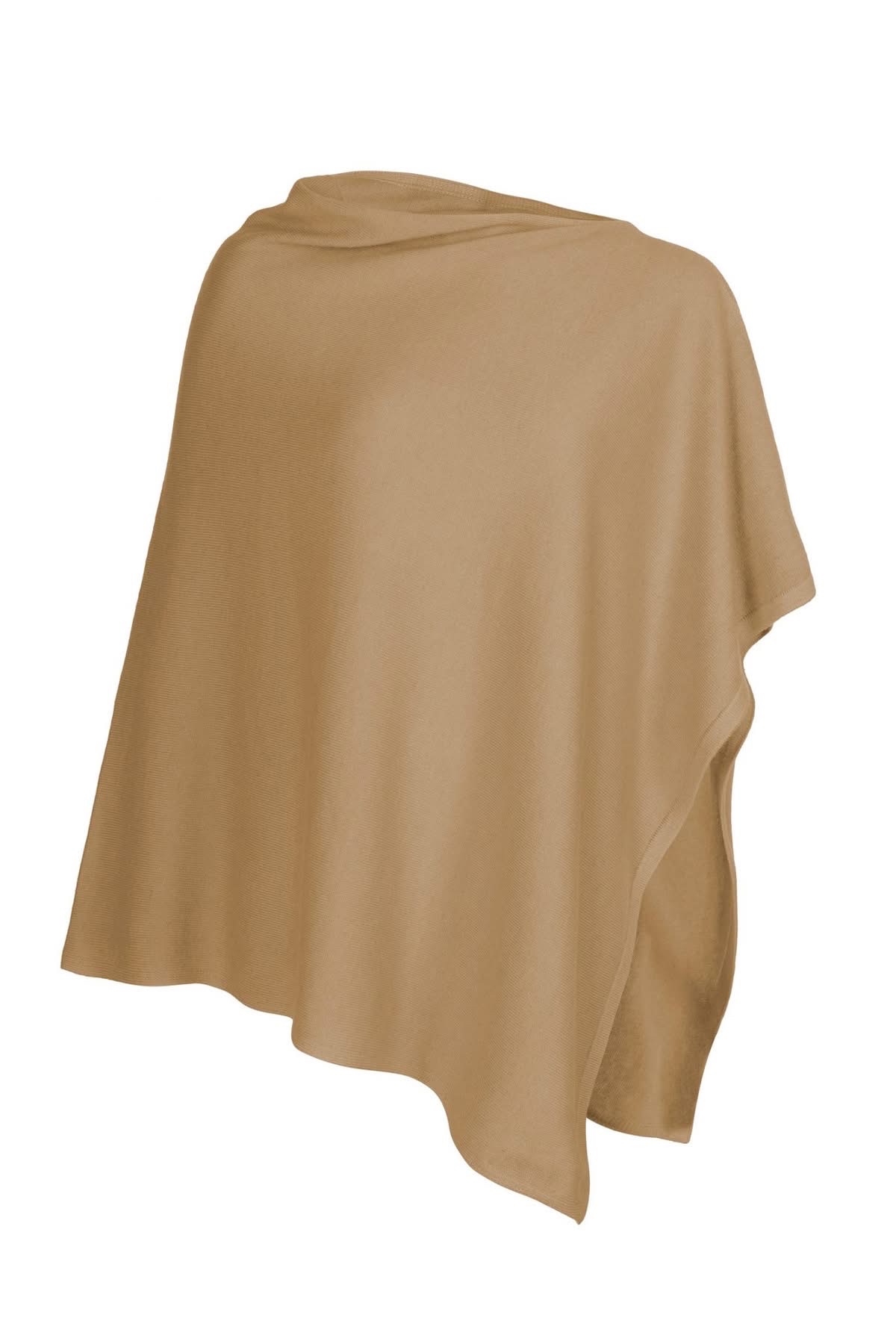 Women's Side Neck Himalayan Pashmina Poncho – Luxury Camel Beige - Image 3