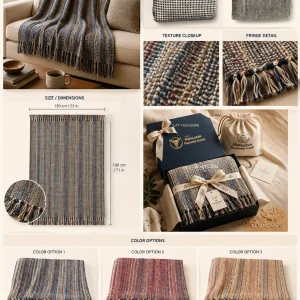 Full gallery view — reversible pashmina blanket front back and detail