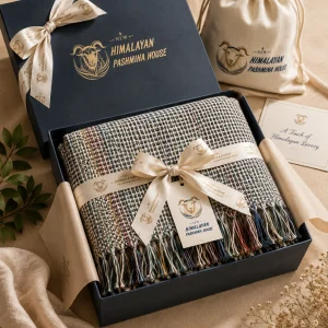 Reversible pashmina blanket in branded gift box — New Himalayan Pashmina House