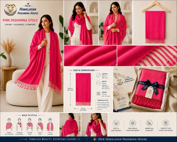 Pink pashmina stole lifestyle styling guide – multiple ways to wear
